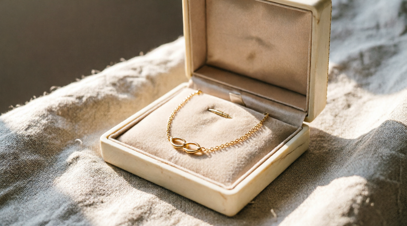 Gold necklace in a jewellery box — gifting, anniversary jeweller Rawalpindi